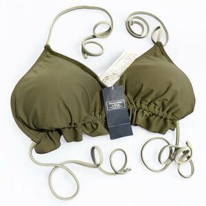 ABERCROMBIE & FITCH OLIVE GREEN RUFFLE STRING BIKINI TOP – SIZE XL